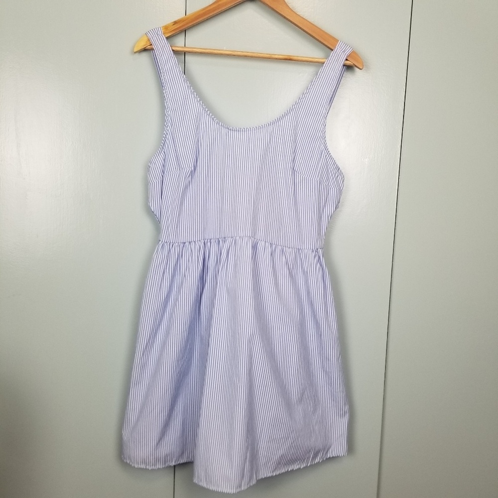 Seersucker stripes sleeveless dress L *G1 - Picture 1 of 3